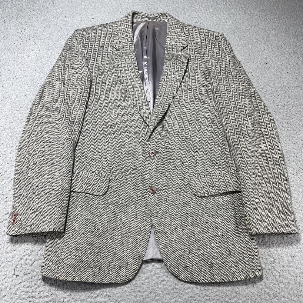 Magee Sport Coat Mens Gray Herringbone Donegal Handwoven Tweed Wool Blazer